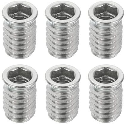 QUARKZMAN 6Pcs Gewindeeinsätze M8x20mm Sechskantantrieb Einschraubmuffen | Schrauben Möbelschrauben, In Muffen Bolzen Verbinder Holz, 304 Edelstahl, Für Holz