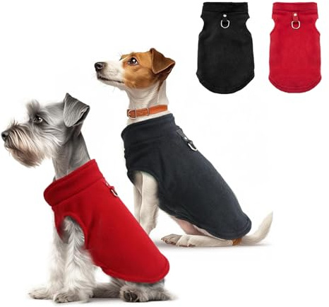 AWAVM 2 Stück Hundepullover für Kleine Katzen und Hunde,Hundepullover Kleine Hunde,Warmer Hunde Pullover (Schwarz und Rot, S)