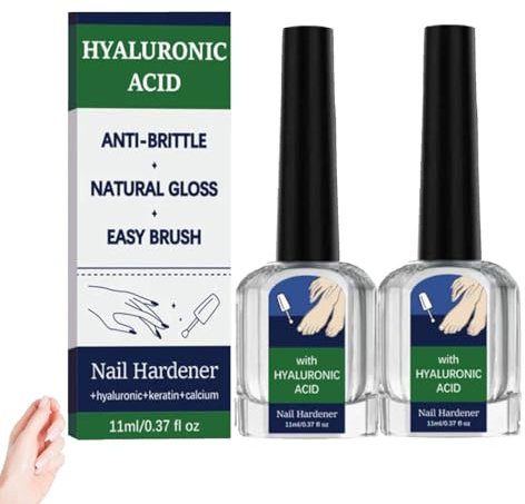 Hyaluronsäure Nagelpflege Mit Vitamin E Und Jojobaöl,Hyaluronic Acid Nail Hardener,Nail Care With Hyaluronic Acid,11ML Nagelpflege und Nagellack,Intensive Feuchtigkeitsbehandlung Hydratisierte (2PC)