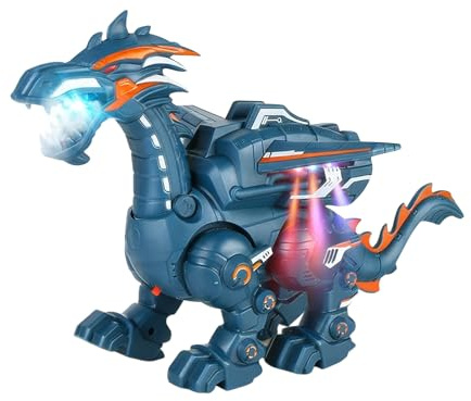 Dinosaurio caminante: juego educativo STEM con función de luz de pulverización, juguete interactivo de dinosaurios robot para caminar, figura de acción de movimiento realista | Experiencia de aprendiz