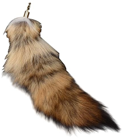 Joygoodta Fuchsschwanz 16 Zoll dekorativer pelziger Schwanz Schlüsselanhänger mit Verschluss für Schlüssel Handtasche Tasche Cosplay Therian