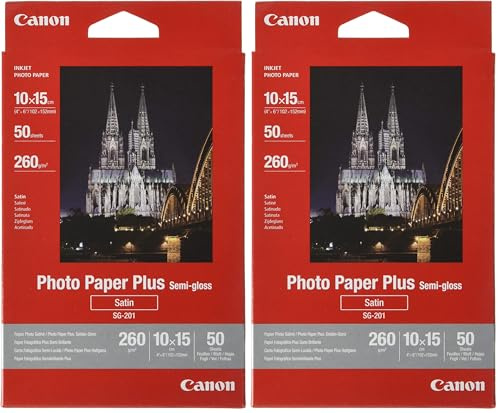 Canon SG-201 Fotopapier Plus Seidenglanz, matt (260 g/qm), 4x6, 50 Blatt (Packung mit 2)