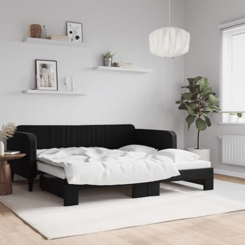 QZZCED 2-in-1-Schlafsofa mit Ausziehbett, Doppel-Sofa, modernes minimalistisches Design für Wohnzimmer, solide Struktur aus Holz und Metall