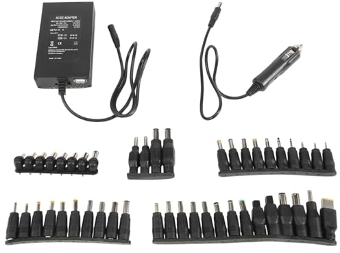Tumintu Alimentatore universale da 12 V-24 V, caricatore da auto regolabile, USB 12 V, alimentatore di rete 100 W, 5 A, con 38 pezzi
