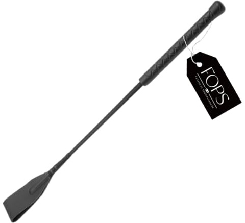 FOPS Peitsche BDSM SM Gerte Leder 45,5 cm schwarz für Paare & Fetisch | Reitpeitsche Sexspielzeug extrem hart B70