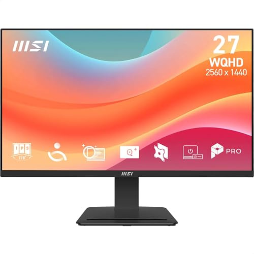 MSI PRO MP273Q E7 - Pantalla de ordenador WQHD 27 2560x1440 IPS, 75Hz, 1 ms, HDR Ready, Adaptive-Sync, Cuidado de los ojos, HDMI 2.0, DP 1.2a, Inclinación ajustable, Soporte Vesa, Negro