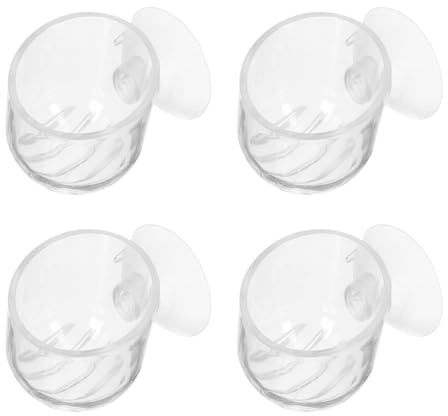 SHINEOFI Support pour Nourriture Rouges en Acrylique Blanc Ventouse, Lot de 4 Gobelets pour Aquarium et Alimentation Saine des Poissons en Eau Douce