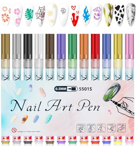 Marcatori Per Smalto Per Unghie 12 Pezzi Strumenti Per Unghie Da 0.5 mm Ad | Doodle Pen Marcatore A Puntini Per Manicure Disegno Decorazione Lineatura E Tracci