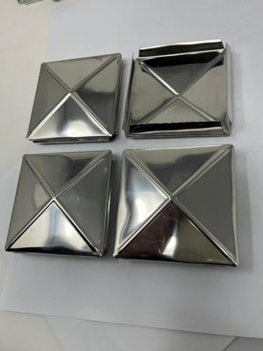 4x Pfostenkappen 60x60 mm Edelstahl Zaunpfosten Kappen für Holzpfosten Abdeckkappen für Zaunpfosten Pyramiden Form - Pfostenabdeckung selbsthaltendt