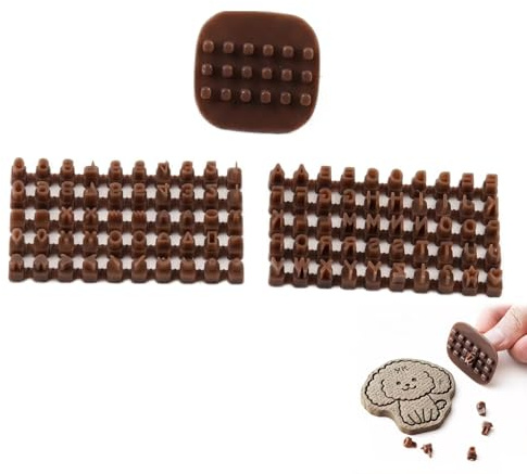 NOPVUFA Juego de Moldes de Galletas de Letras y Números, Letras para Arcilla y Sellos para Galletas Fondant, Cortadores de Alfabeto para Decoración de Pasteles, Repostería DIY y Manualidades, Marrón