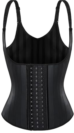 LCKKJHG Kroppsmagare för kvinnor 25 underbröstkorsett i latex med stålben, modelleringsbälte, Svart, XS