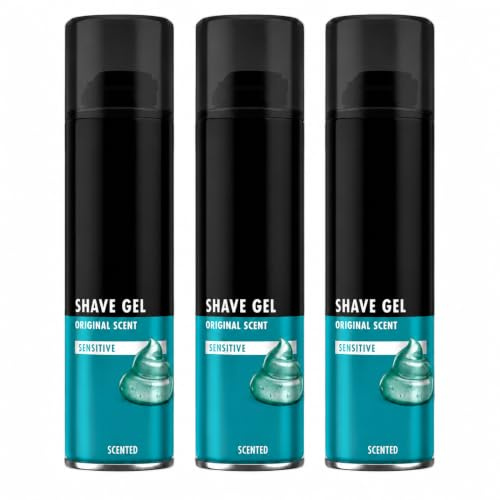 Shave Gel for Men Sensitive Skin 3 x 200ml | Original Scent for Face and Body | Skin Protection Shaving Gel with Smooth Glide | Anti-Irritation Hydration Shaving Cream Alternative Pack of 3 Cans