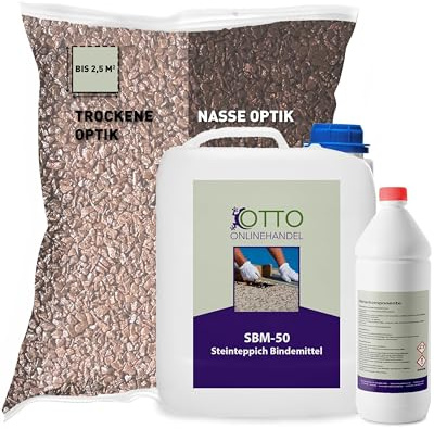 ST-EP Steinteppich Komplett-Set (Marrone Mogano) für ca. 2,5m² inkl. 2K Epoxidharz Bindemittel, natürlicher Steinboden, Marmorkiess