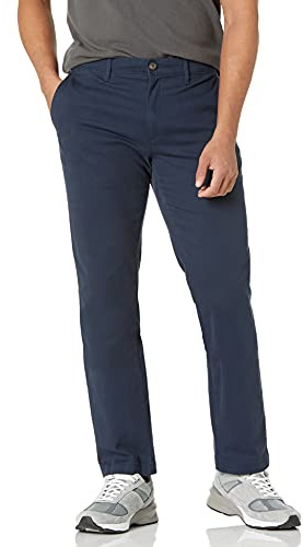 Amazon Essentials Pantalon Chino Décontracté Gardant son Extensibilité Toute la Journée, Coupe Ajustée Homme, Bleu Marine Foncé, 33W / 32L