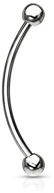 Forbidden Body Jewelry Snake Eyes Piercing Jewelry Tongue, Conch, Belly Button or Eyebrow Rings for Women & Men - 16g Curved Barbell 3mm Solid Ball Ends Surgical Steel Piercing Silver (1 Pc - 5/8)