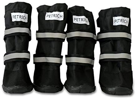 OMEM Haustierschuhe, Hundeschuhe, wasserdicht, Schnee, rutschfest, groß, hochhackige Schuhe, langer Schlauch, M, Schwarz