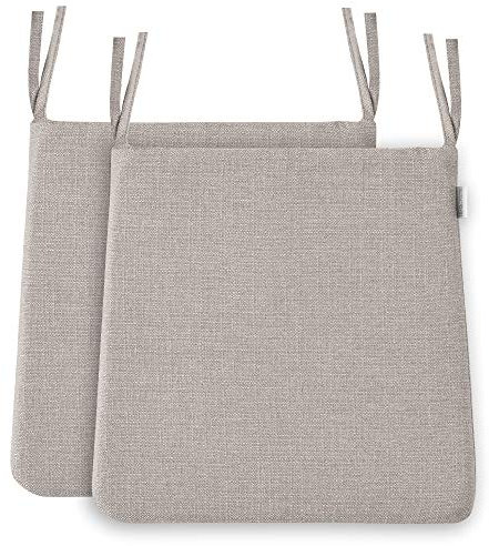 BALCONY & FALCON 2er Set Stuhlkissen, Memory Foam Stuhlkissen x 1, Exquisites Stoff Stuhlkissen x 1, Leinenoptik Stuhlauflage Sitzpolster Auflage für Stühle in Haus und Garten Kollektion Beige
