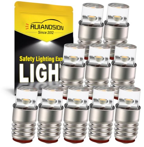 Ruiandsion 10pcs E5 LED Bulbs E5 E5.5 Screw Base LED Bulb 24V Upgrade for Modle Train Lights,Warm White