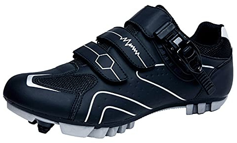 Scarpe da Ciclismo MTB per Uomo Donna Scarpe da Mountain Bike Traspirante Antiscivolo Compatibile con Tacchette da Corsa SPD e Pedale di Blocco Black Grey 250