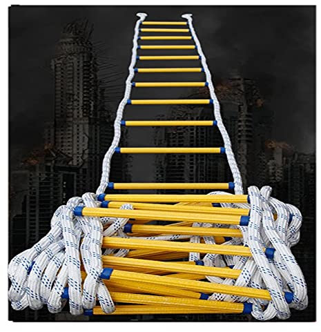 ZXCVBAS Rope Ladder,Safety Rope Ladder,Emergency Laddersemergency Rope Ladder, Climbing Training Non-Slip Resin Pedal, Outdoor Fast Deploy Lifesaving Fire Escape Ladder,6m/19.68ft