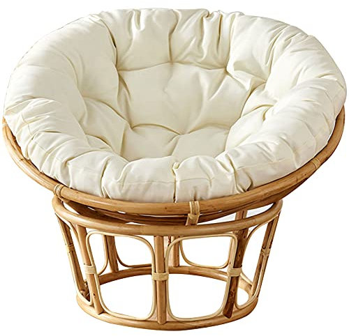TDHLW Rund Papasansessel Kissen, Papasan Chair Cushion, Papasan-Kissen, Floor Cushion for Swinging Chair, Papasansessel Kissen, Outdoor Patio Swivel Chair Cushion,Weiß,Dia 100cm/39inch
