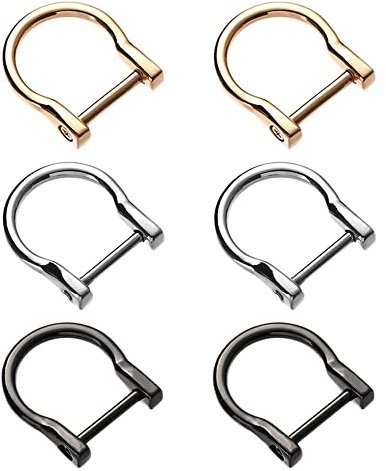 CHENNAN 6 Stück Metall D-Ring abnehmbare Tasche Strap Haken Taschenzubehör Schnallen mit D Ring Schön und langlebig Zur Befestigung an Schultergurten, Gürteln, Taschen, Hundehalsbändern（drei farben）