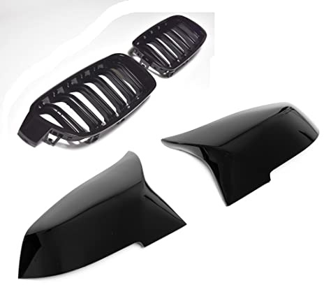 Kompatibel med/lämplig för BMW 3-serien F30/F31 grill + spegelkåpor högglans svart 2011–2019