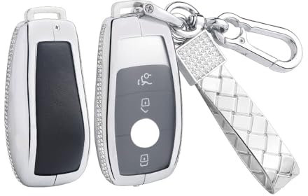 PIFOOG Für Mercedes Schlüsselanhänger Cover Bling Key Case Keychain Glitzernder Schutz Kompatibel Benz GLC GLE AMG CLA GLS A C E G S Klasse Strass Zinklegierung 1 Stück