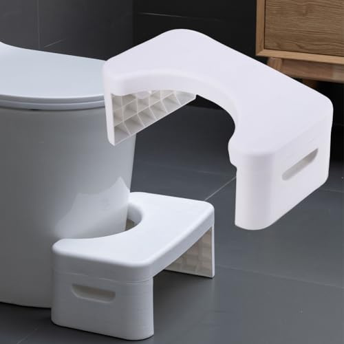 Tabouret de toilettes de 7 pouces pour adulte et enfants, détachable ＆ tabouret empilable, tabouret de pot de salle de bain, pour une posture de toilette plus saine (blanc)