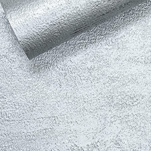 SOPHIE LAURENCE Metallic Silver Industrial Textured Effect Distressed Wallpaper (Plain Metallic Silver Texture)