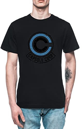 Capsule Corp Homme T-Shirt Tee Noir Men's Black T-Shirt