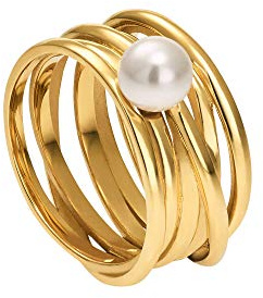 Heideman Ring Damen Serpens Edelstahl Perle weiß poliert | Zeitlose Geschenkidee zum Geburtstag oder Jahrestag für Freundin, elegant kombinierbar, hautfreundlich und nickelfrei