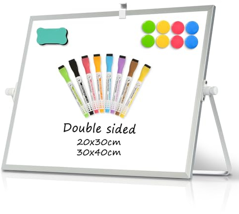 DOLLAR BOSS Small Whiteboard A3 Magnetic White Board with Stand 30x40cm