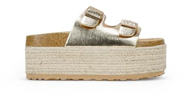 BOSANOVA Sandalias Bio Estilo Pala con Plataforma de Esparto XXL, Dos Tiras Frontales y Detalle de Hebillas Ajustables. Sin Cierre. Calzado para Mujer