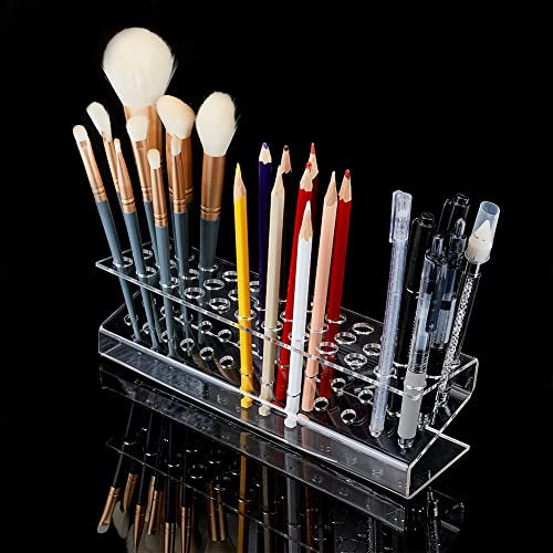 PandaHall Acryl Stifthalter Ausstellungsständer, 36-Loch Klarer Stifthalter Nagelbürstenhalter Makeup-Pinselhalter Organizer Rechteckiger Bleistiftständer für Verwendung zu Hause Büro Geschäft