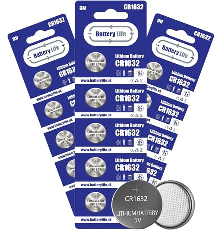 Battery Life CR1632 Batteries 3V Coin Button Cell CR 1632 Lithium Long Life For Car Key fob, Scales, Toys, Watch, LED Lights, Tile Mate & More UK Brand (50 pack)