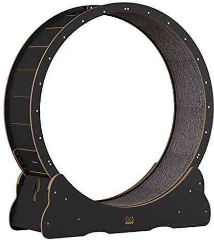 Laufrad für Katzen, Katzenlaufrad aus Holz, Katzenlaufband für Hauskatzen, Laufrad für Schwarze Katzen, Katzenkratzbrett/Greifer/Krabbelregal (Größe: 110 cm/43,3 Zoll)