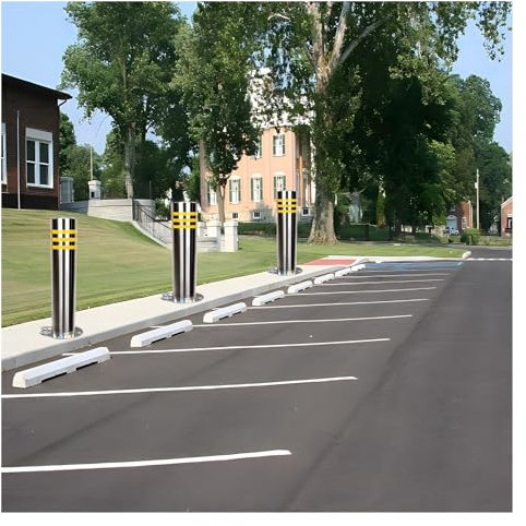 HDYZJQ Warnkegel Stahl Leitpfosten für den Verkehr, Pollerpfosten für Parkplätze, Straße, Konstruktion, Verkehrssicherheitsbarriere mit beschwertem Sockel & Vorhängeschloss(H23.6in 3pack)