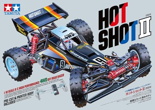 TAMIYA 58737 1:10 RC Hotshot II (2024) 4WD - ferngesteuertes Auto, Fahrzeug, Modellbau, Zusammenbauen, Hobby, RC Bausatz, unlackiert, Schwarz