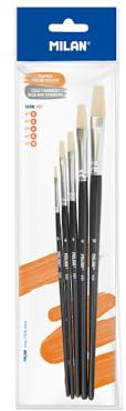 MILAN® Borsa 5 Pennelli Piatti Serie 501# 0, 4, 6, 8 e 12