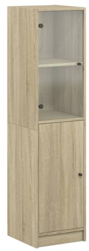 vidaXL Highboard mit Glastür Sonoma-Eiche 35x37x142 cm