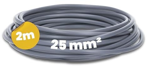 Kalitec 2m H07V-K 25 mm² Grau Verdrahtungsleitung - Flexible Aderleitung | Feindrähtige Litze für Schaltschrank & Zählerschrank - Einzelleitung aus Kupfer - PVC Schaltdraht bis 1000V - 25mm2