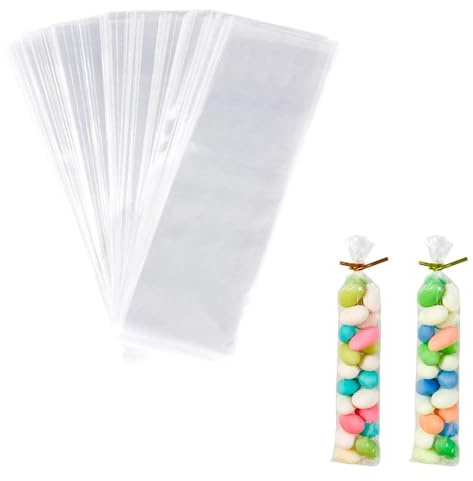 Tradineur Lot de 3 paquets de 36 sachets transparents en plastique pour bonbons, biscuits, bonbons, fêtes, anniversaires, cadeaux (total 108 sachets, 8 x 30 cm)