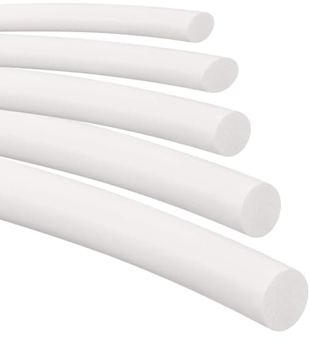 Stubotar Striscia di guarnizione in schiuma di silicone, diametro 3 mm x 5 m di lunghezza, rotonda solida spugna bianca striscia morbida durevole per fai da te, guarnizioni, tubi in schiuma