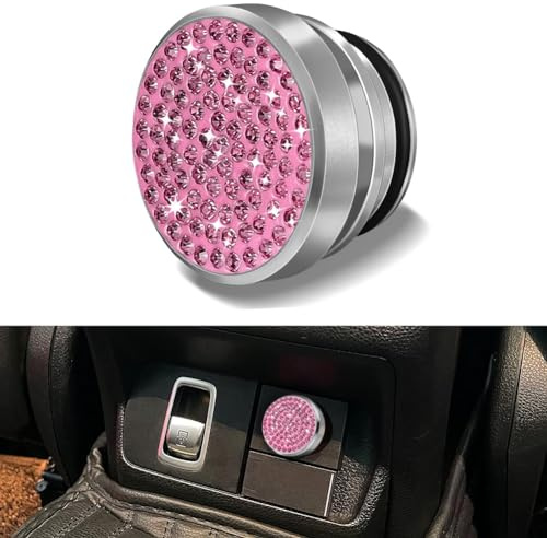 XhuangTech Car Cigarette Lighter Plug Cover Cap, Bling Cigarette Lighter Socket Cover with Rhinestone Diamond, 12V Cigarette Lighter Plug Cover Novelty for Most Vehicles Interior Decor (Pink)