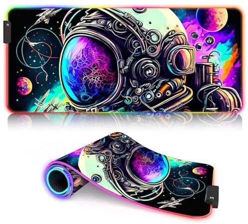 HEYCE Tapis de Clavier pour Souris Laser/Optique Astronaut LED XL Tapis de Souris de Jeu Extra Large ROG (80x30x0,3) cm Tapis de Souris étendu pour Clavier de Bureau