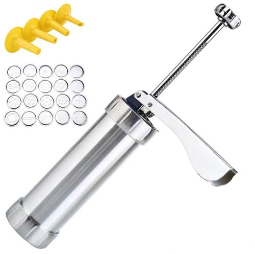 Pastry Syringe Set Cookie Press Machine Stainless Steel Cookie Press Tool Biscuit Extruder Press Cookie Kit DIY Biscuit Maker Baking Supplies