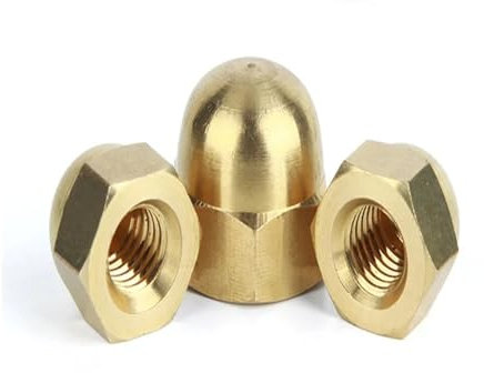 2–20 Stück DIN1587 Hutmuttern aus Messing und Stahl M3, M4, M5, M6, M8, M10, M12, Hutmutter, Eichelmutter, Sechskantmuttern mit Kuppelkopf(5 pcs,M3)