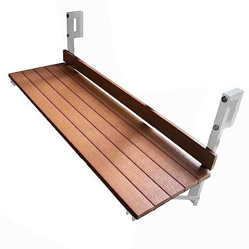 Generisch Balkon-Stehtisch aus Holz für Geländer, 80 x 25 cm, hängender Beistelltisch für Balkongeländer im Freien, an der Wand montierte, klappbare Balkontische, Verstellbarer Decktisch für