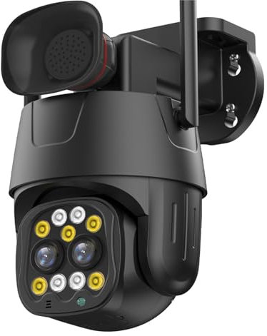 4G Sim Card IP Camera 4K 8MP Dual Lens 8X Zoom Camera Outdoor Security PTZ Cam 4MP Auto Tracking Video Surveillance for Home Security(8MP 4G Add 64GB)